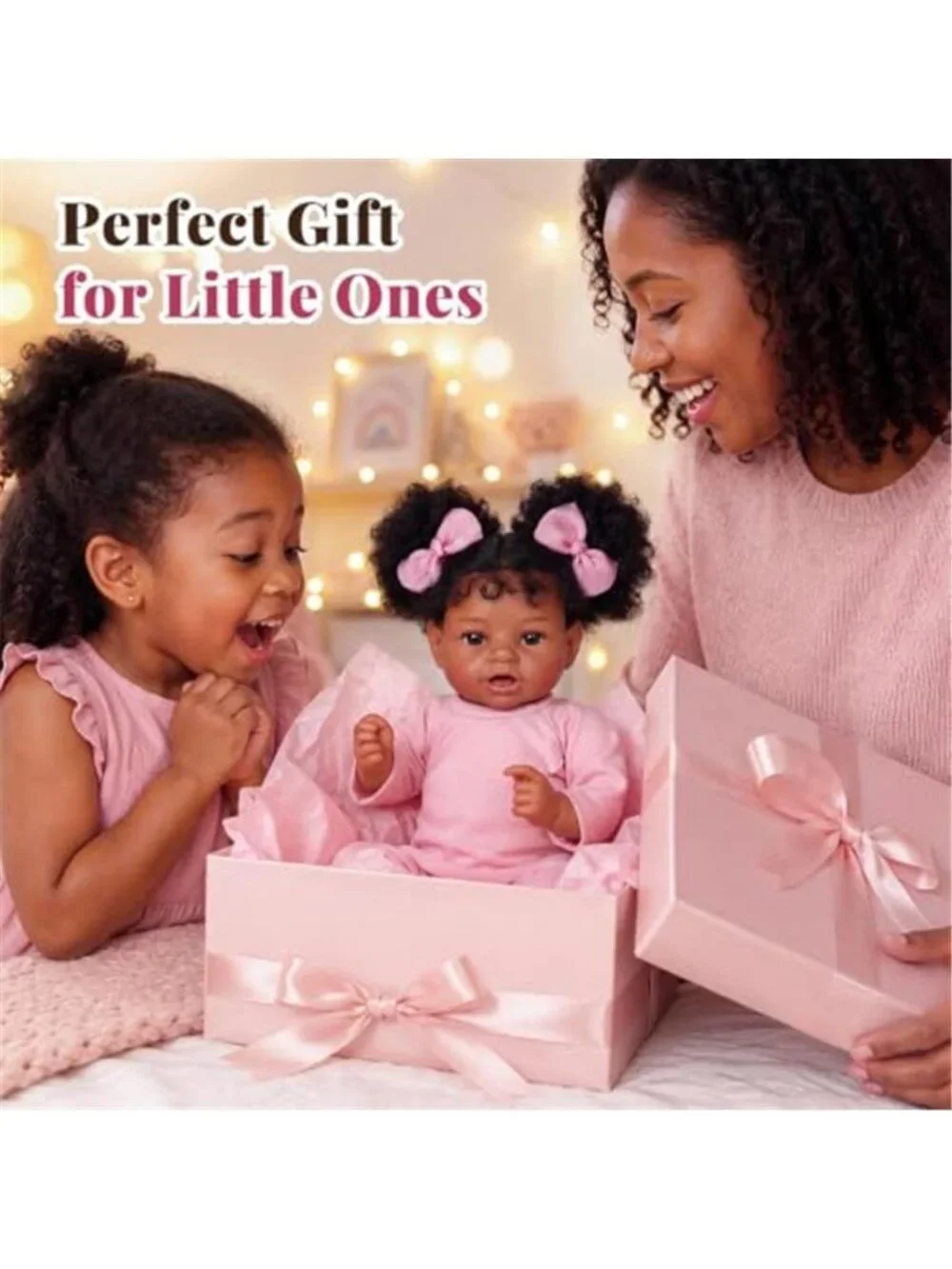 20 Inch Black Reborn Baby Girl Doll Hand Painted Veins Rattles Complete Gift Set